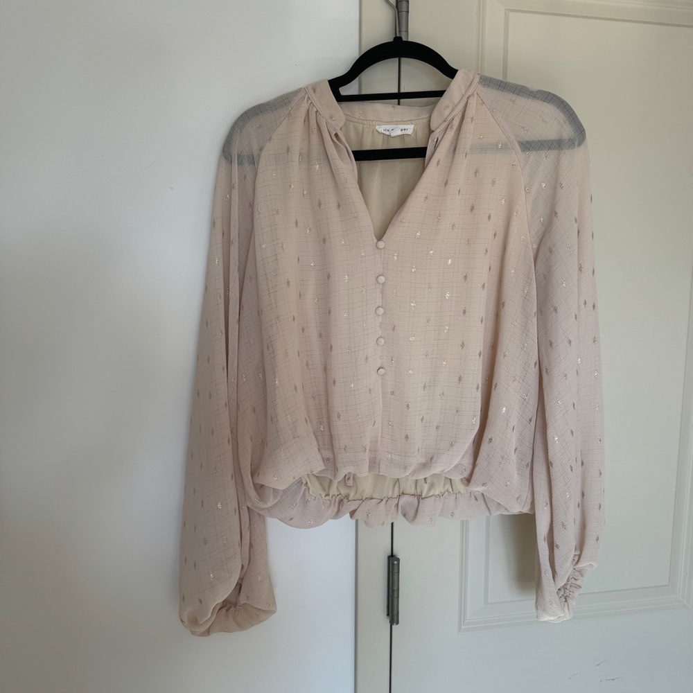 Blu PepPer Beige Gold Detail Blouse